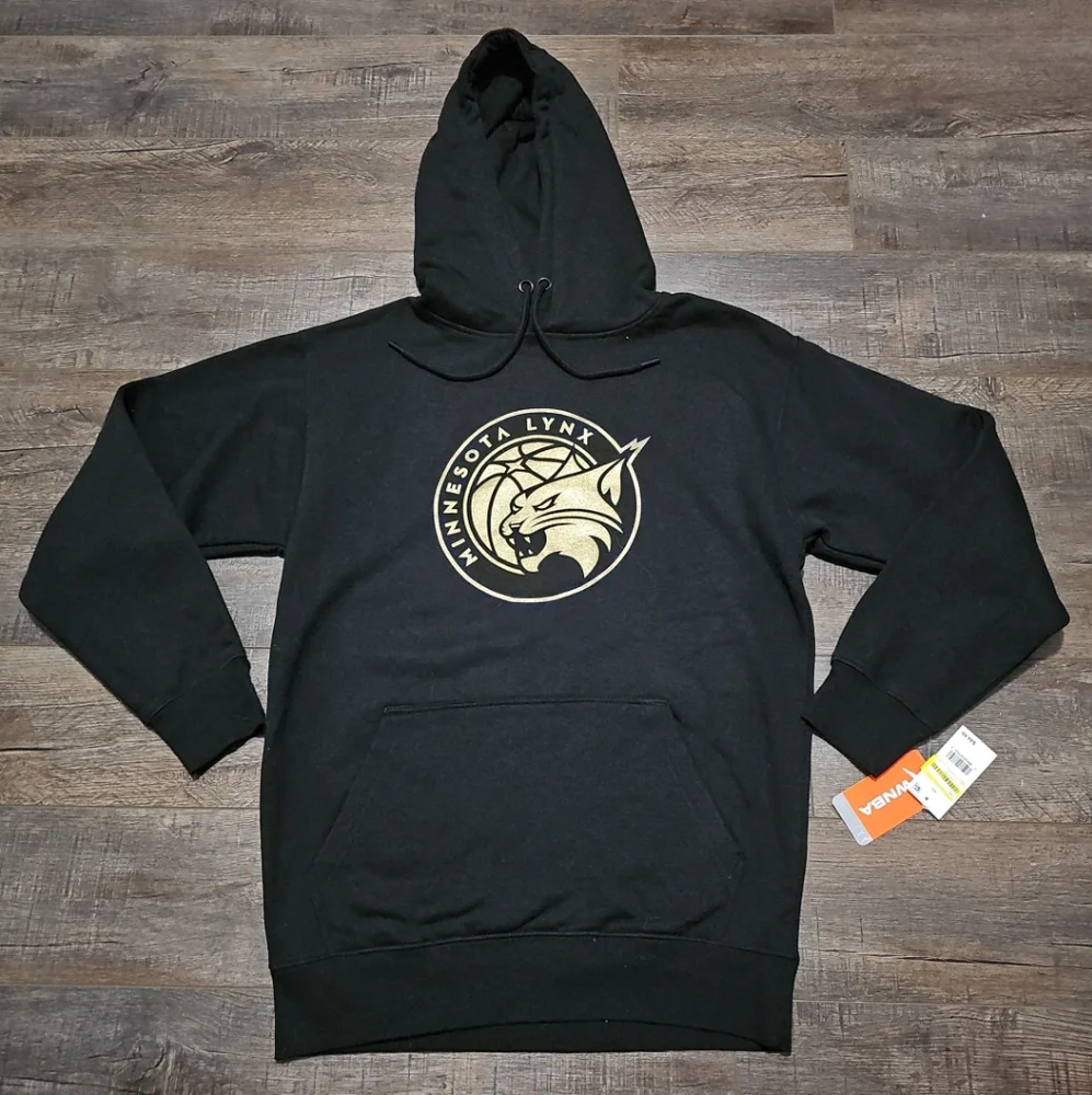 WNBA Minnesota Lynx Black And Gold Medium Hooded Sweatshirt New With Tags